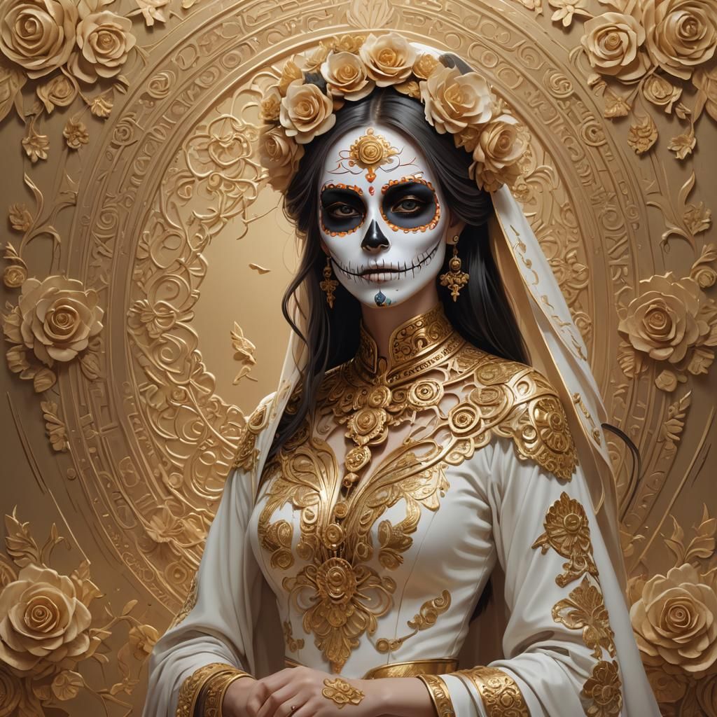 Intricate Day of the Dead Digital Illustration