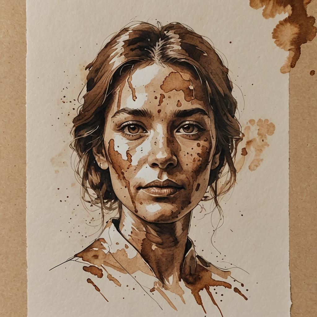Abstract Ink Stain Portrait Art