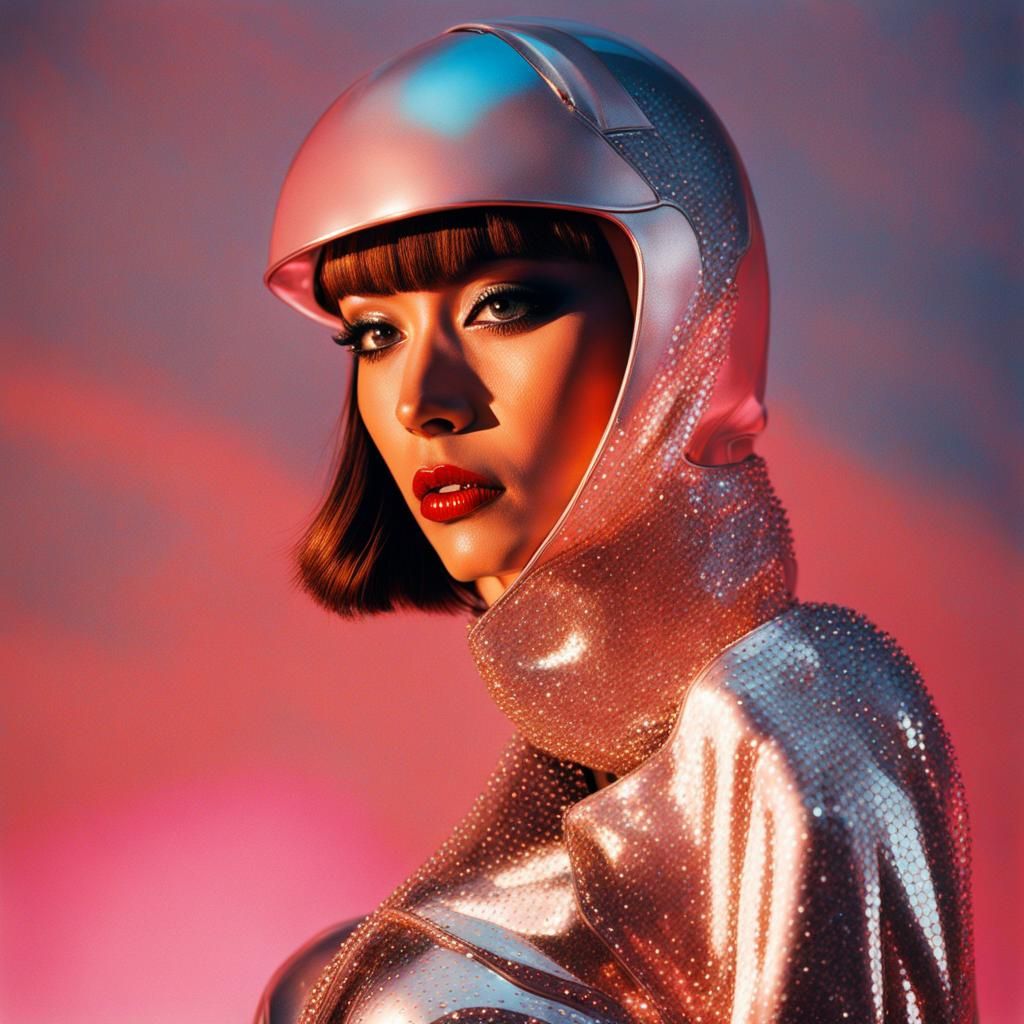 Woman in Glittery Jumpsuit, Sorayama Style