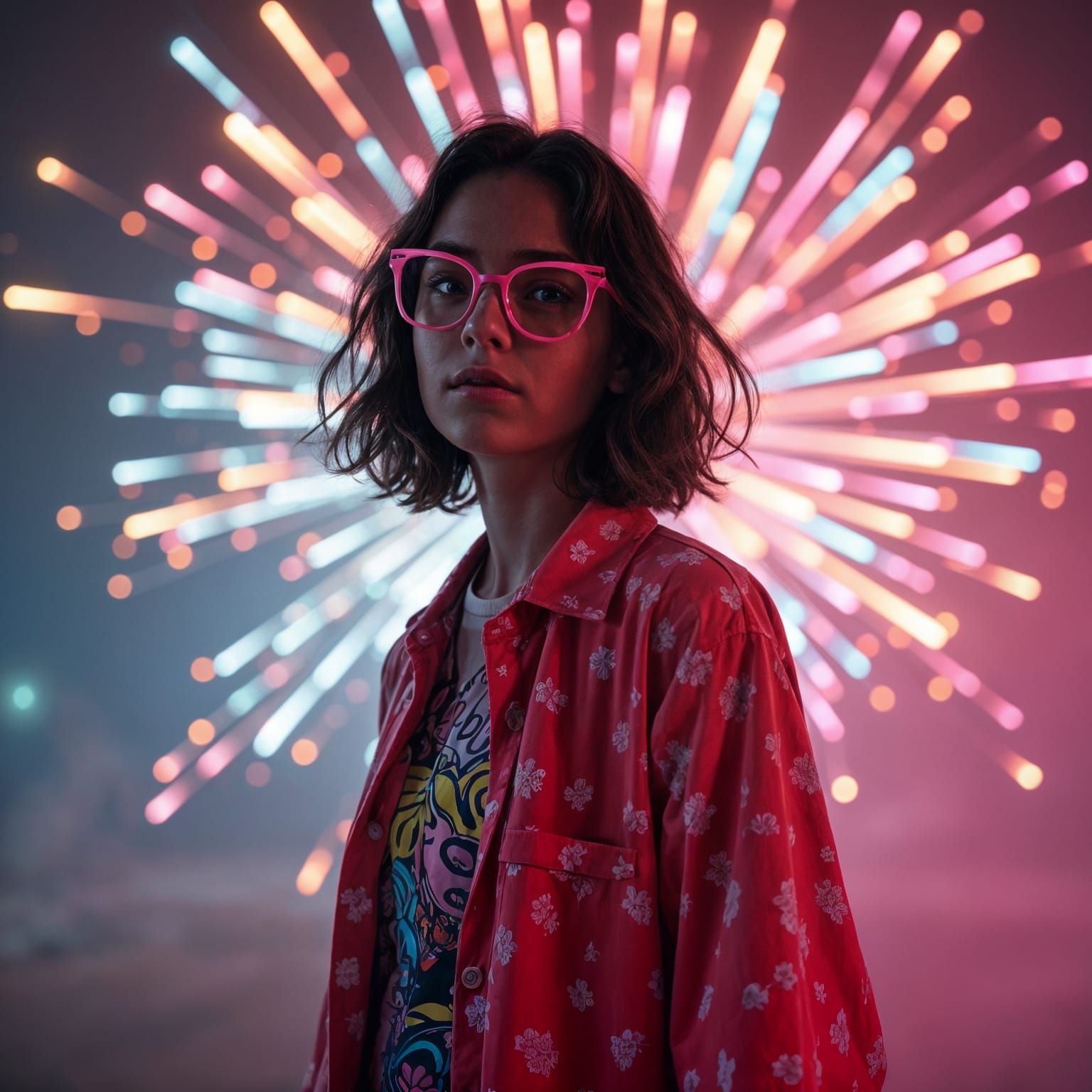 Eleven from Stranger Things at Fireworks Display
