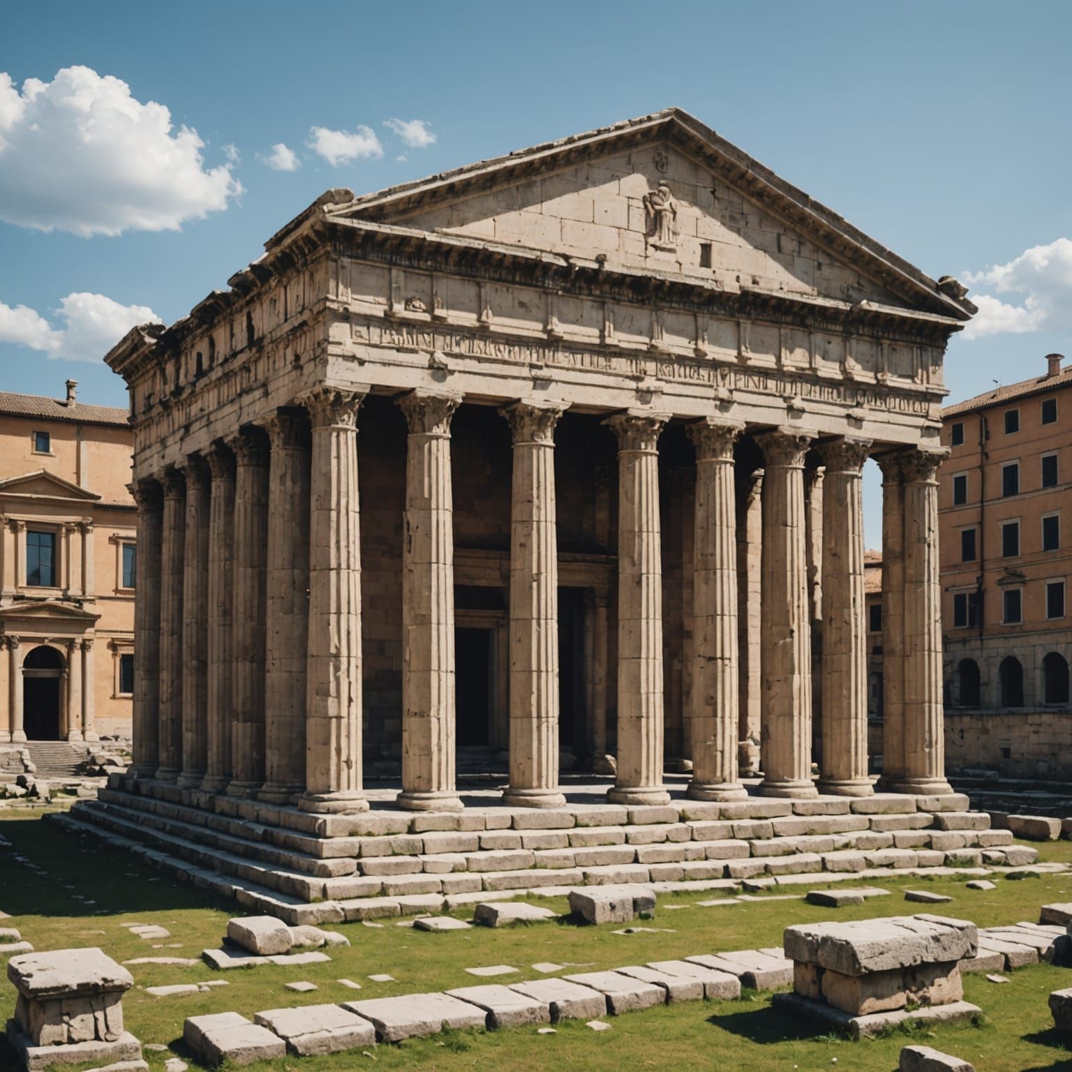 Roman Temple in Ancient Architectural Style