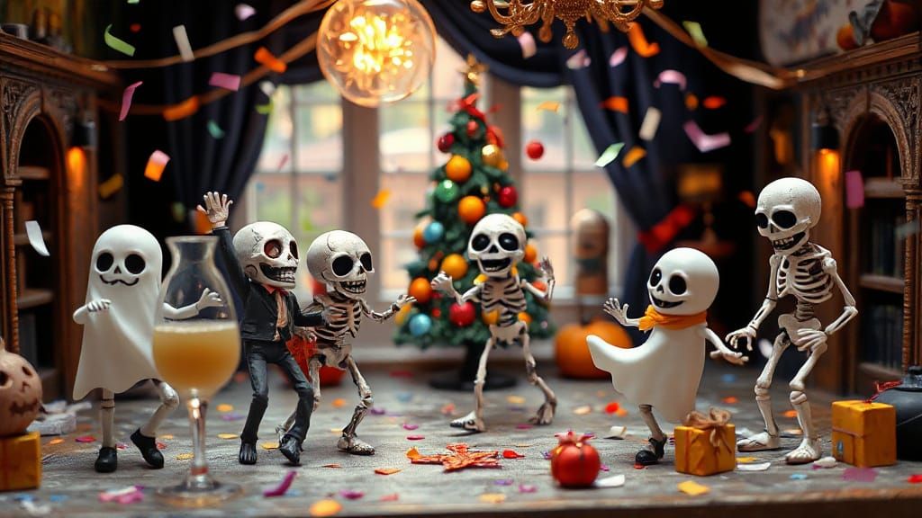Haunted New Year's Ball Miniature Scene