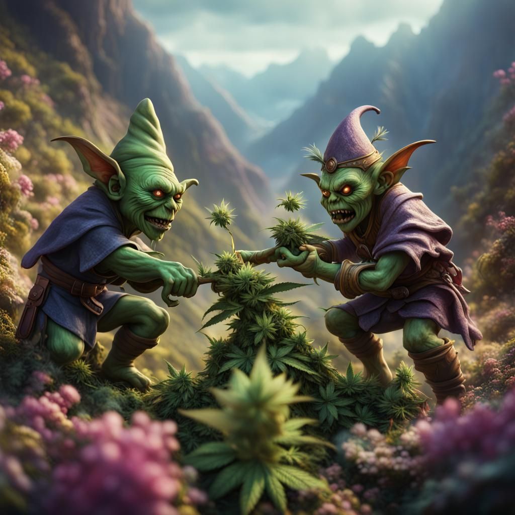 Goblins Fight Over Cannabis Flowers in Valley