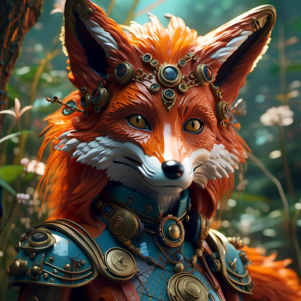 Hyperdetailed Fox Portrait in 2.5D Style