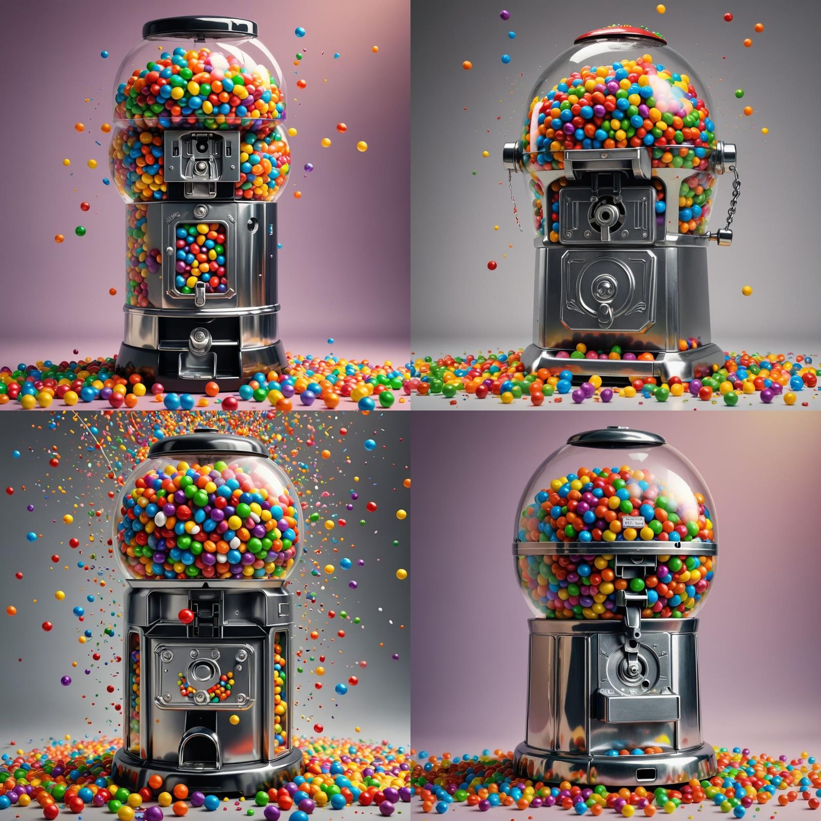 Gumball Machine Overflowing with a Rainbow of Skittles
