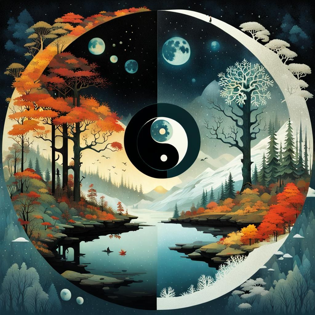 Yin-Yang Harmony: Merged Autumn and Winter Worlds