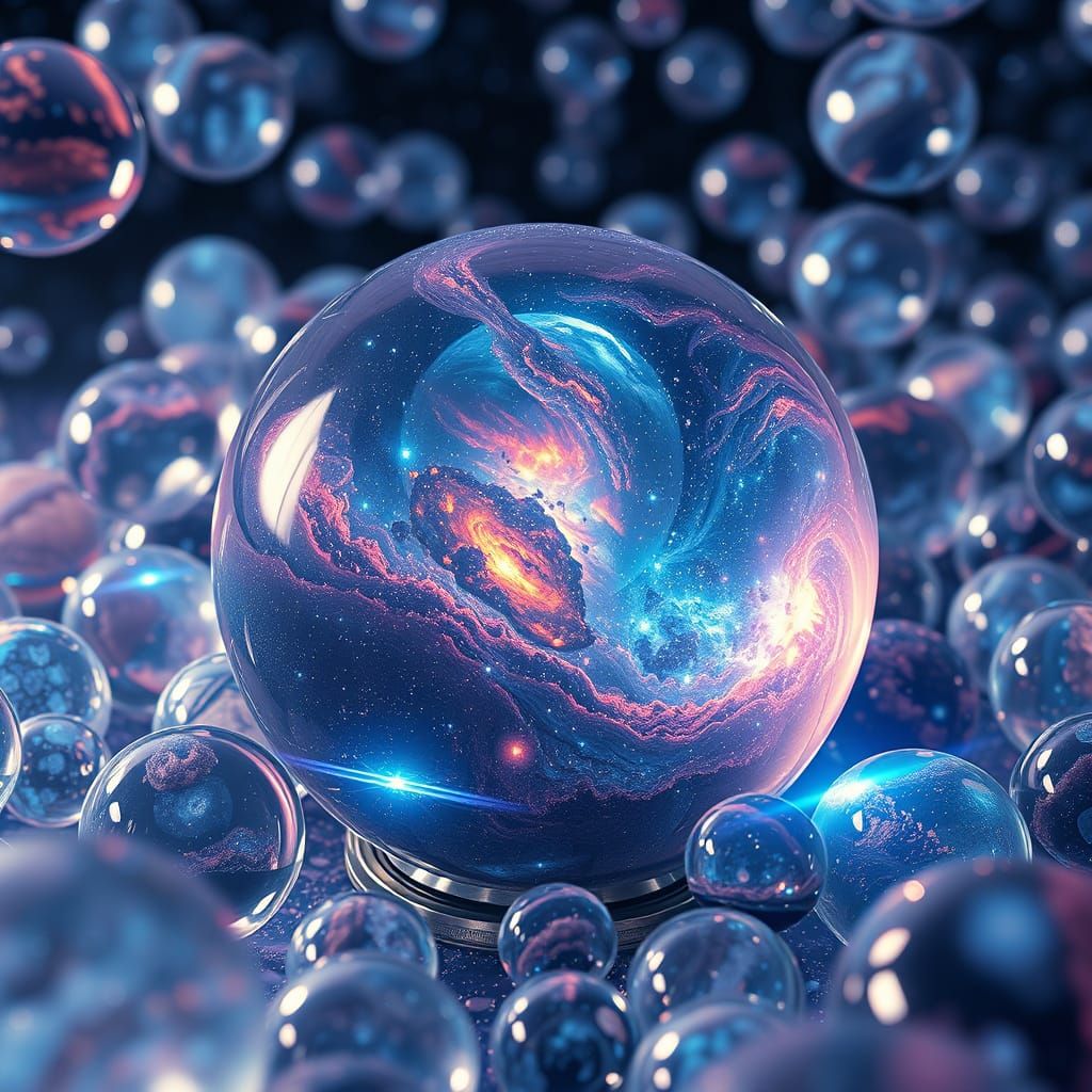 Surreal Cosmic Universe in Vibrant Holographic Style