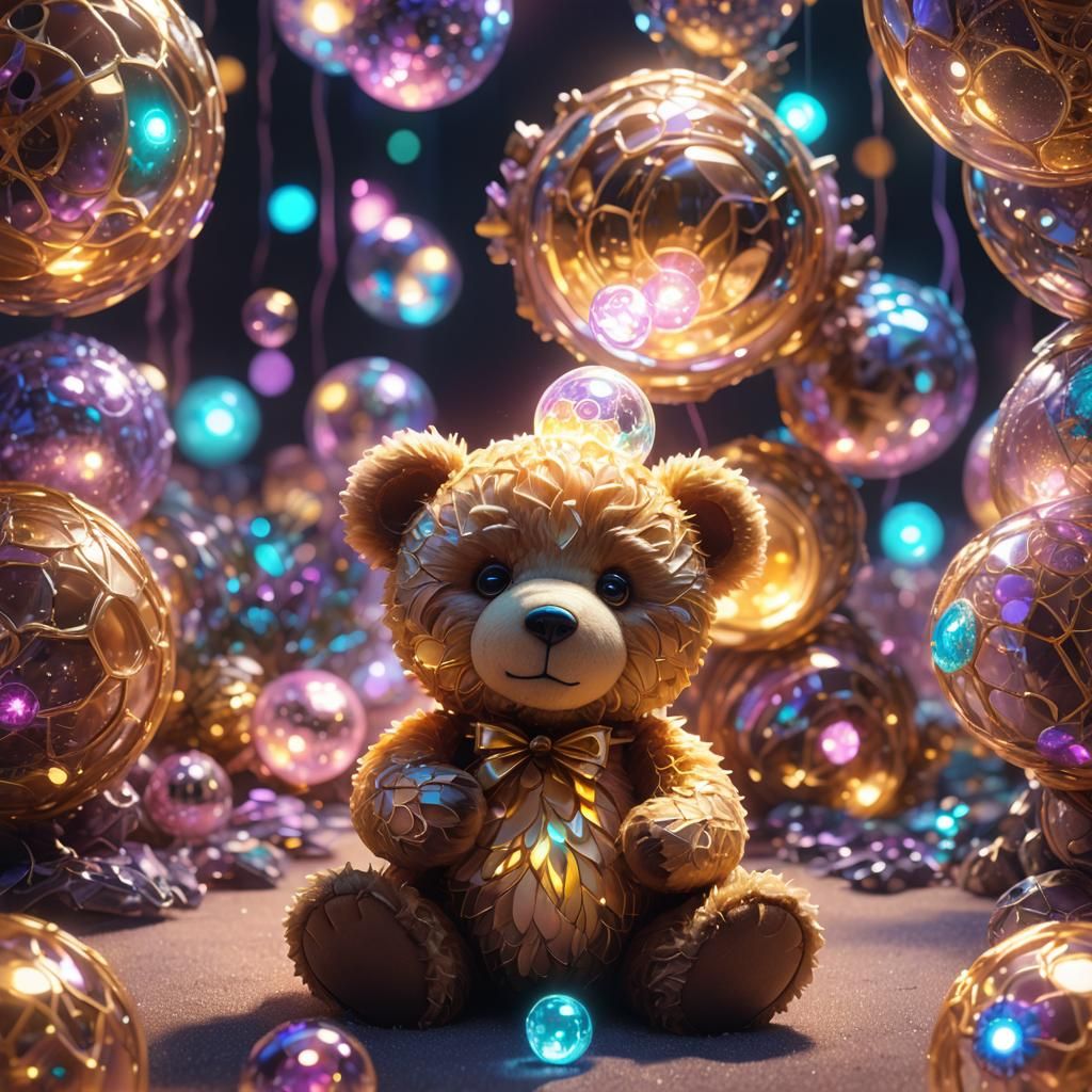 Teddy Bear Gripping a Glowing Aura Ball