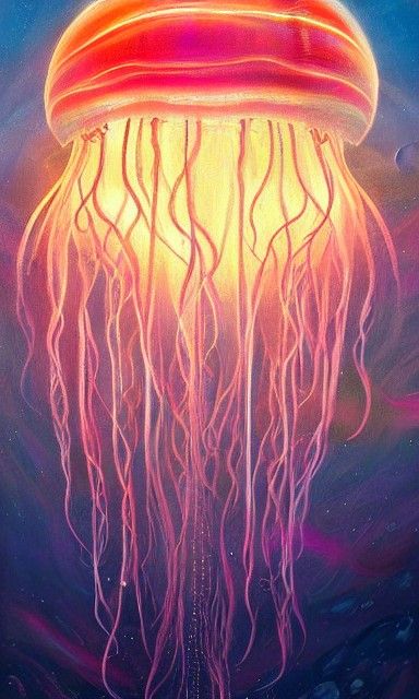 Iridescent Jellyfish in Ethereal Seascape