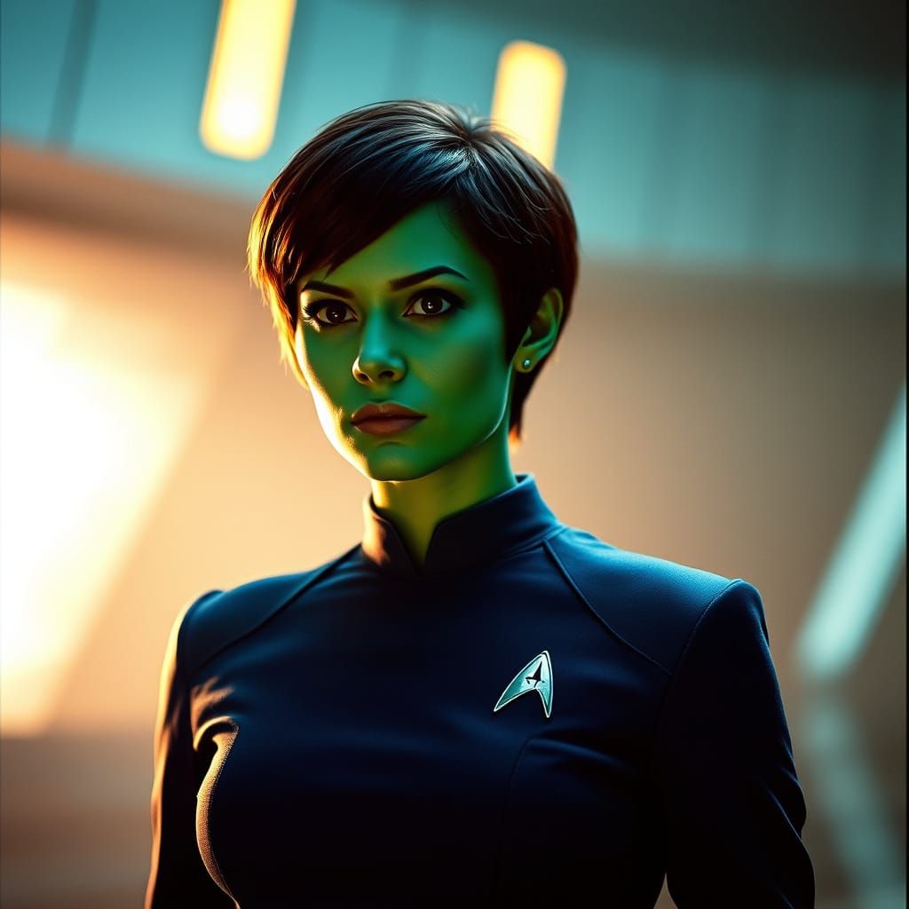 Heroic Orion Woman in Star Trek Uniform