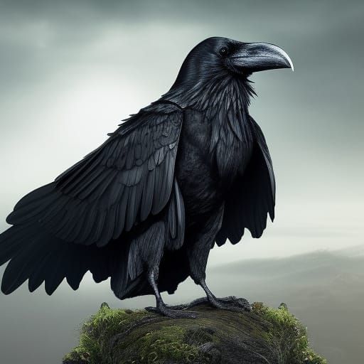Epic Raven Digital Matte Painting