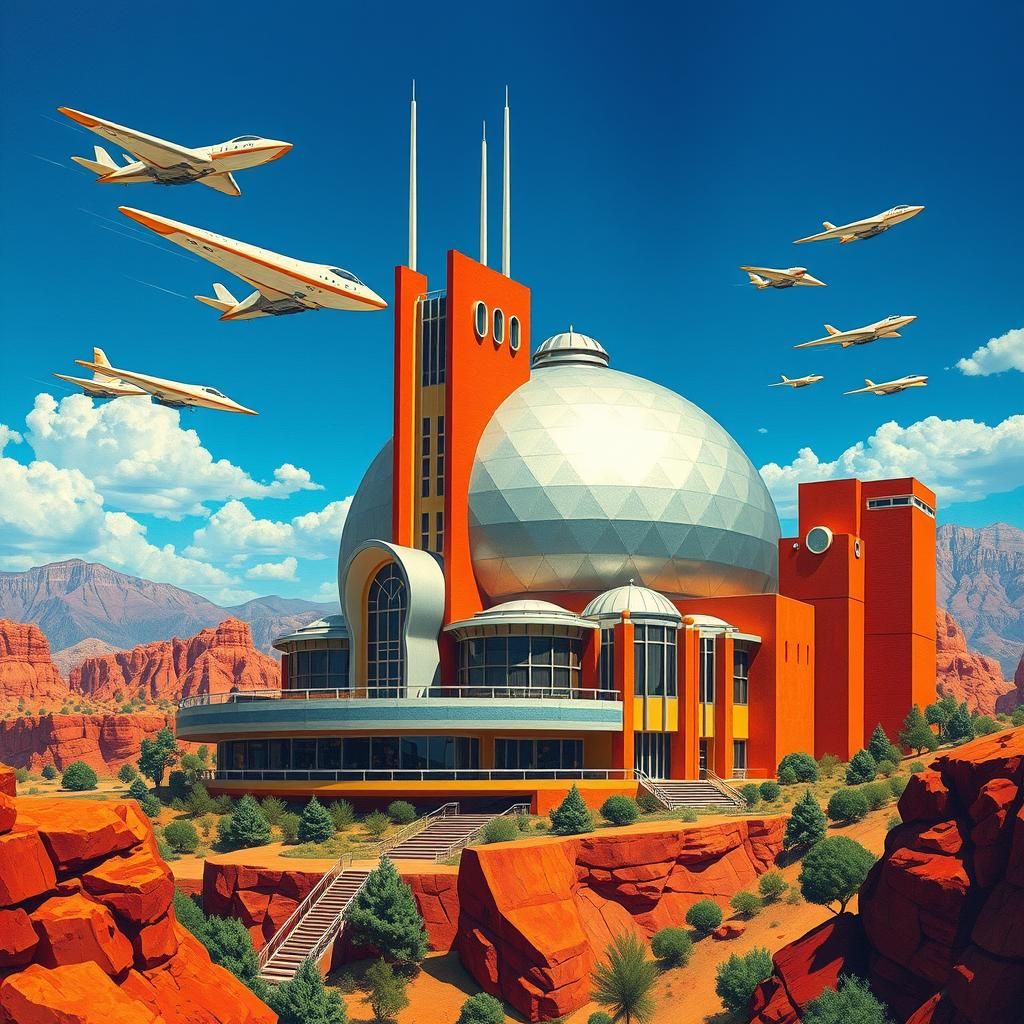 Futuristic Retro House in Art Deco Style