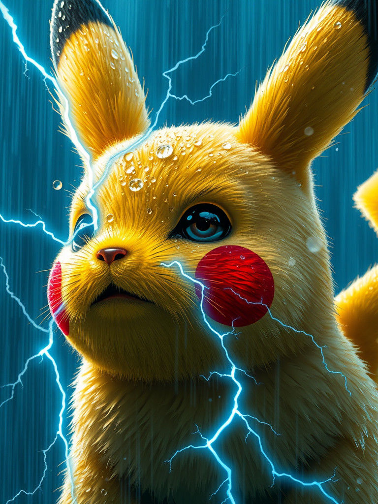 Pikachu Thunderbolt Portrait in Art Nouveau Style