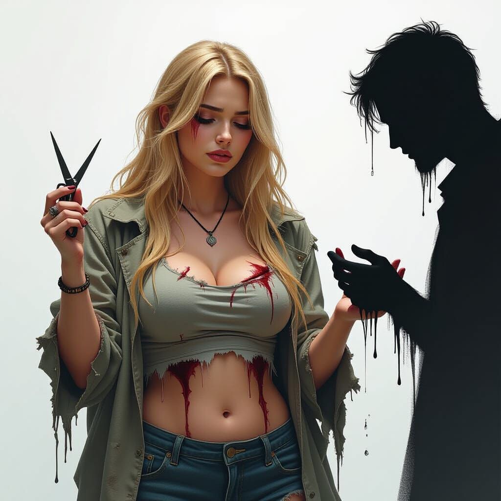 Emotional Woman Offers Fragments of Herself