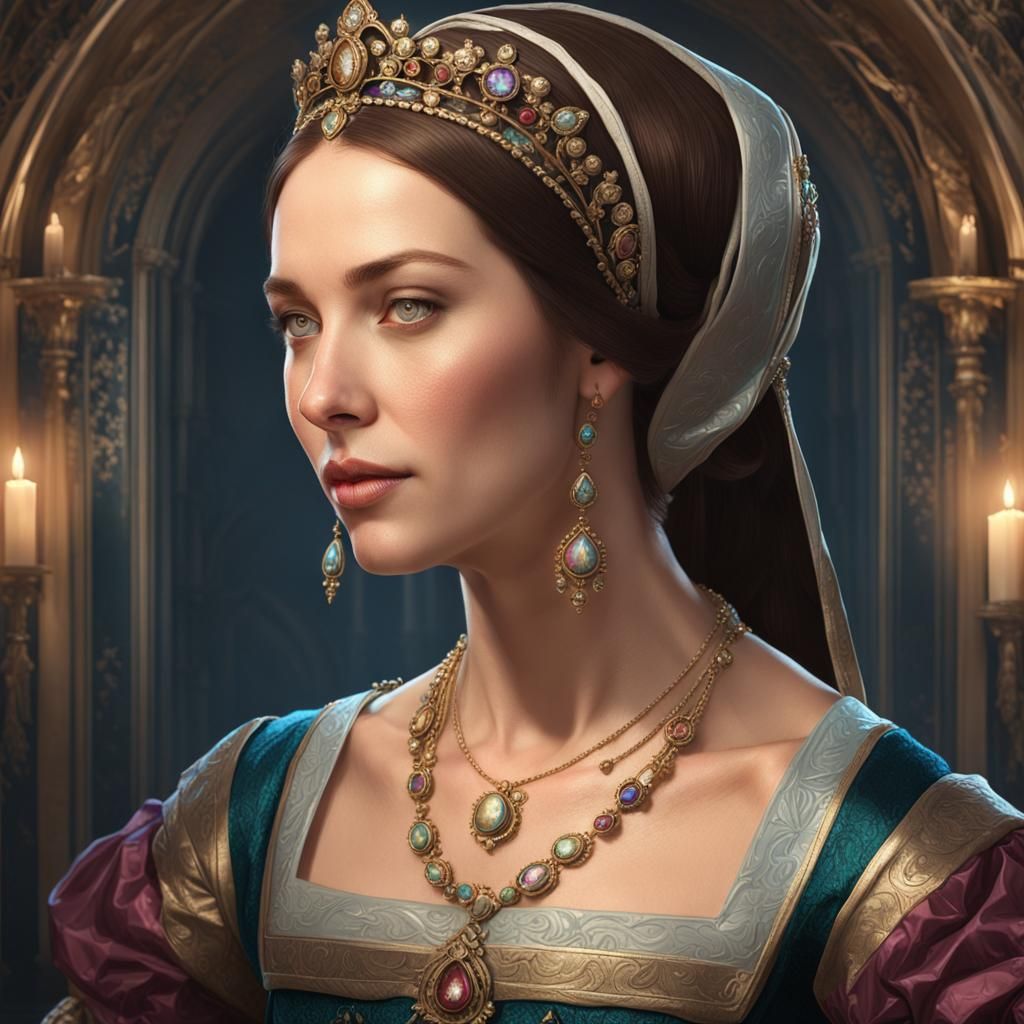 Anne Boleyn Portrait in Art Nouveau Style