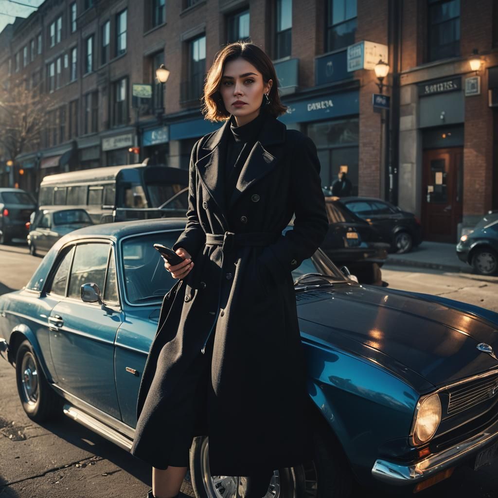 Hyper-Realistic Portrait of Woman on Car