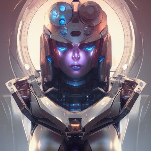 Detailed Robot Portrait in Art Nouveau Style