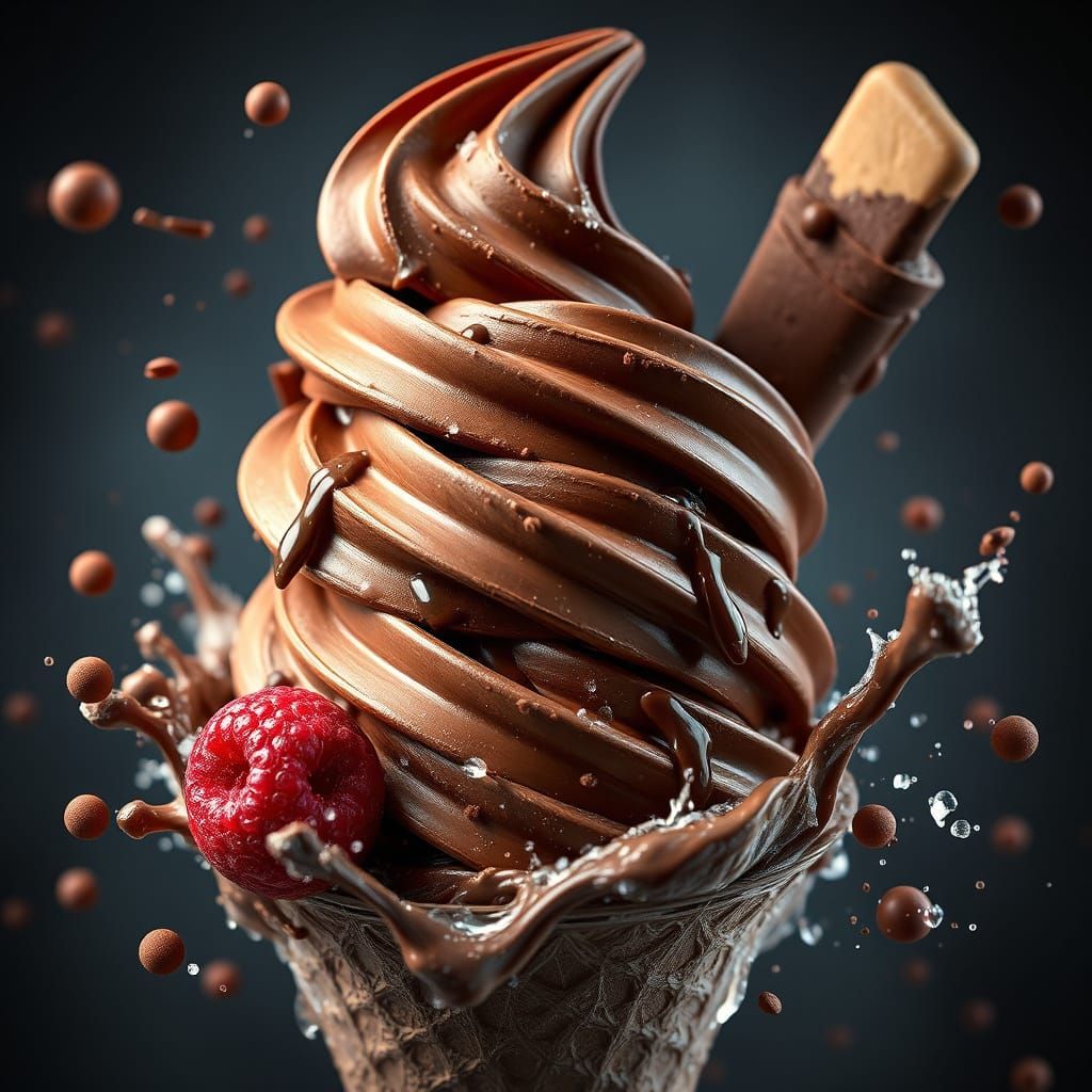 Chocolate Twist Ice Cream: Detailed Matte Painting