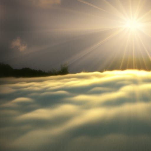 Divine Sunshine Beams Through Soft Clouds