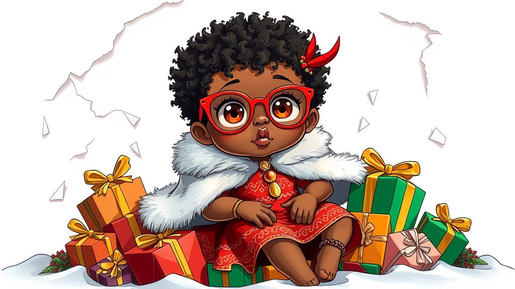 Festive Cartoon Child in Comic Book Style