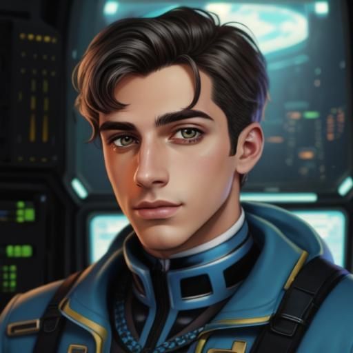 Young Librarian in Cyberpunk Cartoon Style