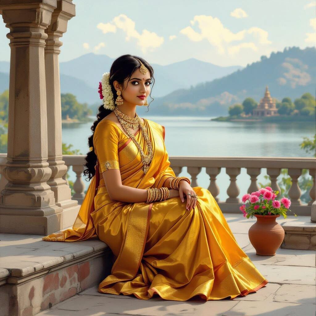 Elegant South Indian Woman in Classical Style