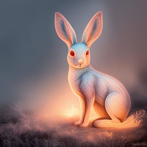Rabbit in Mist: Ethereal Wildlife Scene