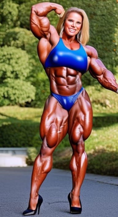 full body photo of, handsome beautiful face, beastly massive muscular amazon female bodybuilder muscle woman with large ...