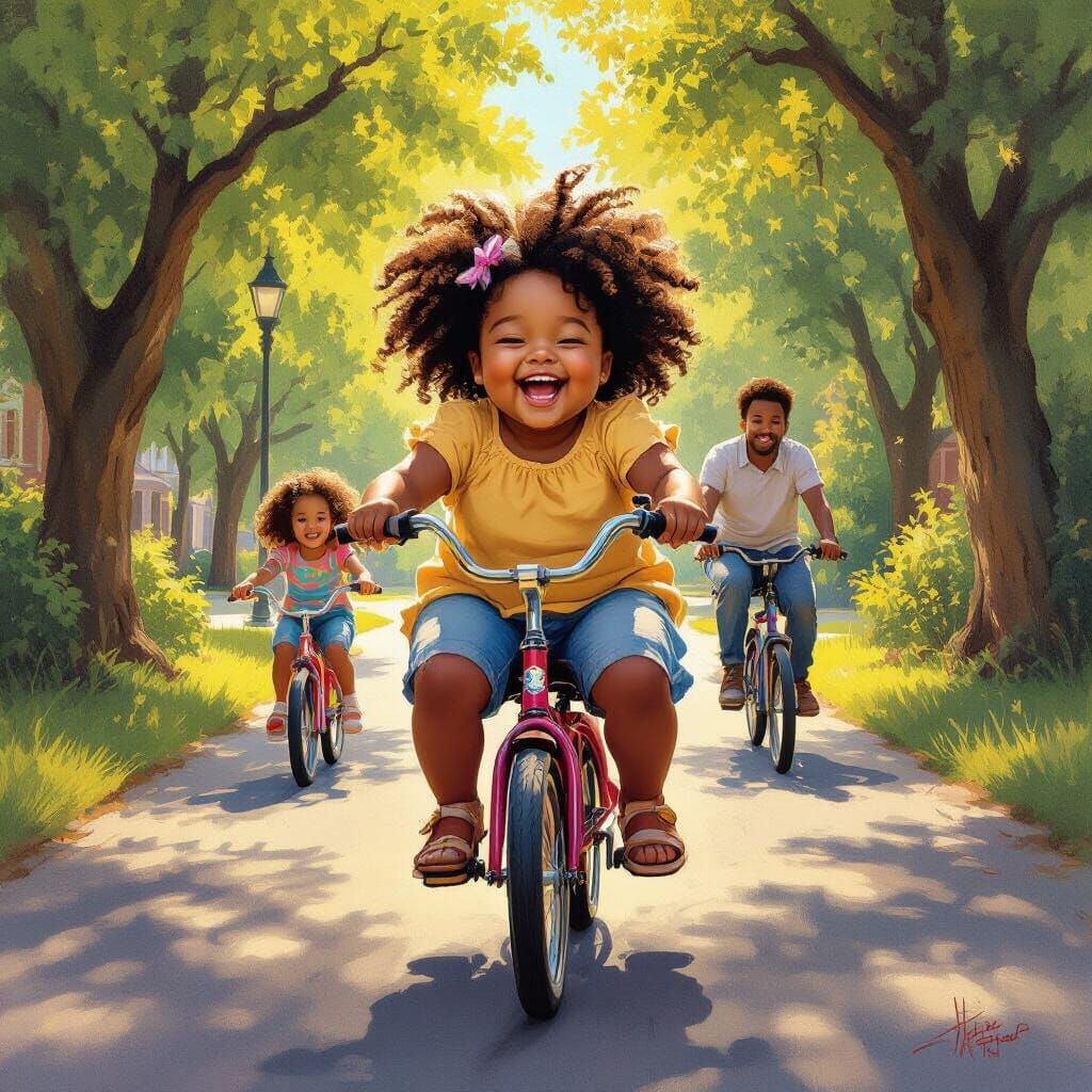 Joyful Ride: Little Girl's Sunny Park Adventure