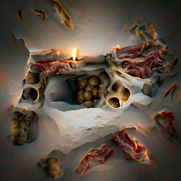 Hyperrealistic Ancient Crypt Filled with Bones