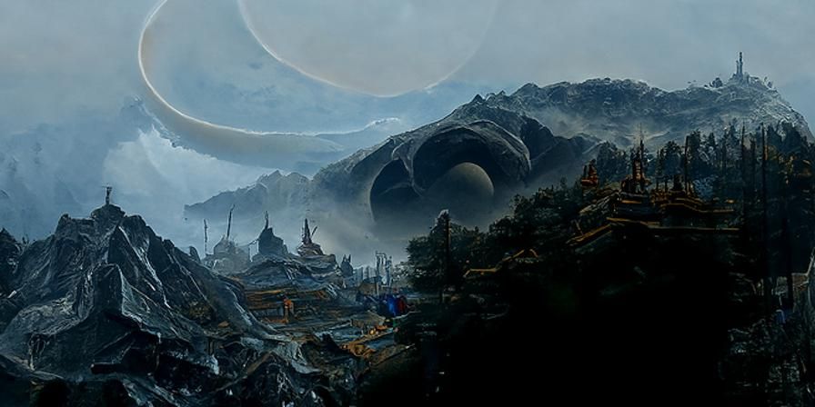 Ellipse Over Alien City: Hyperrealistic Digital Art