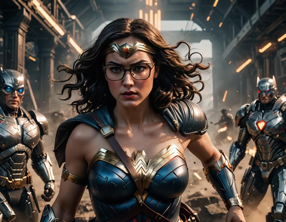 Nerdy Wonder Woman Ready for Battle: Comic Book Art