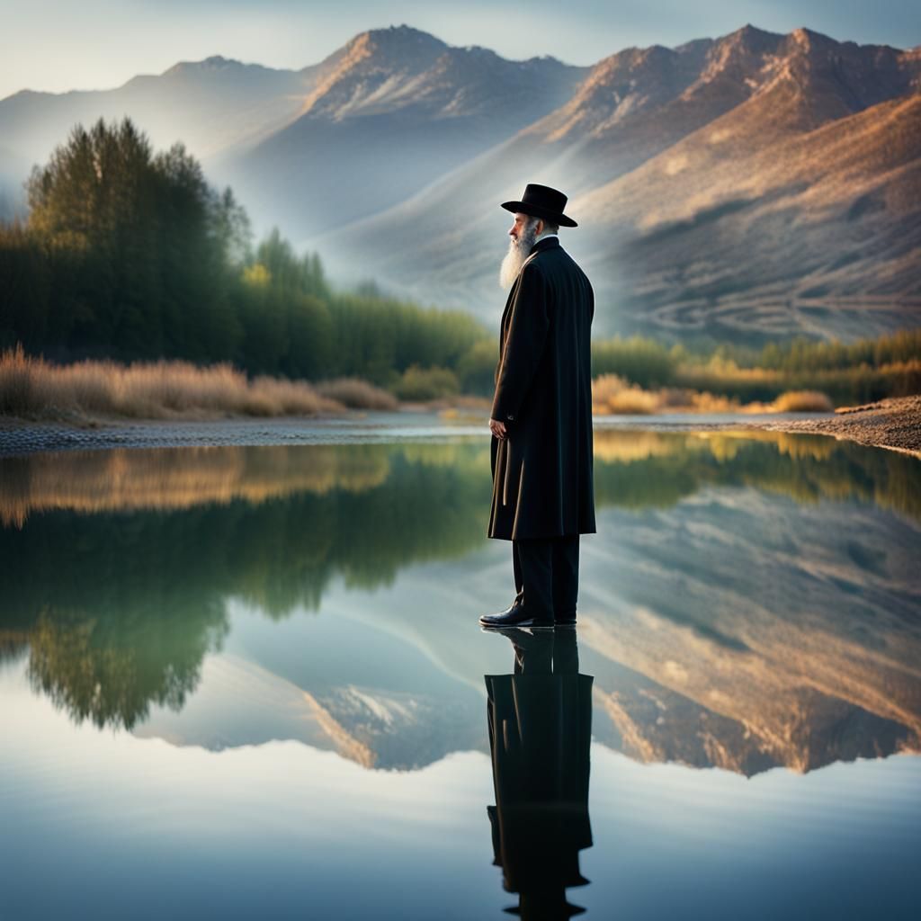 Hassidic Jew's Reflection: Youthful Biblical Echo