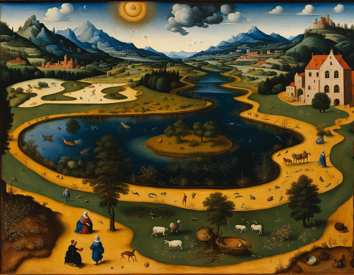 Ancient Desert Landscape in Old Master Style