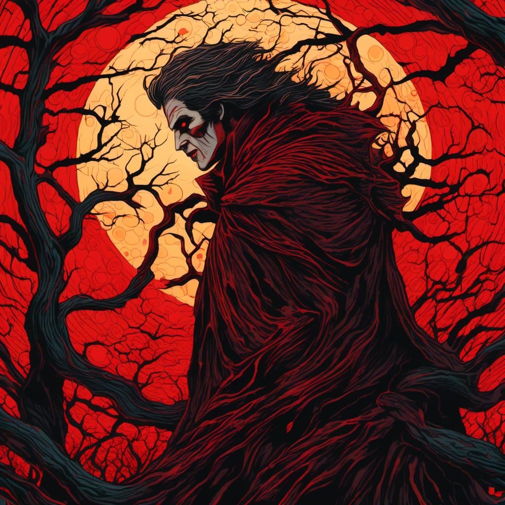 Pyrography Vampire with Red Aura