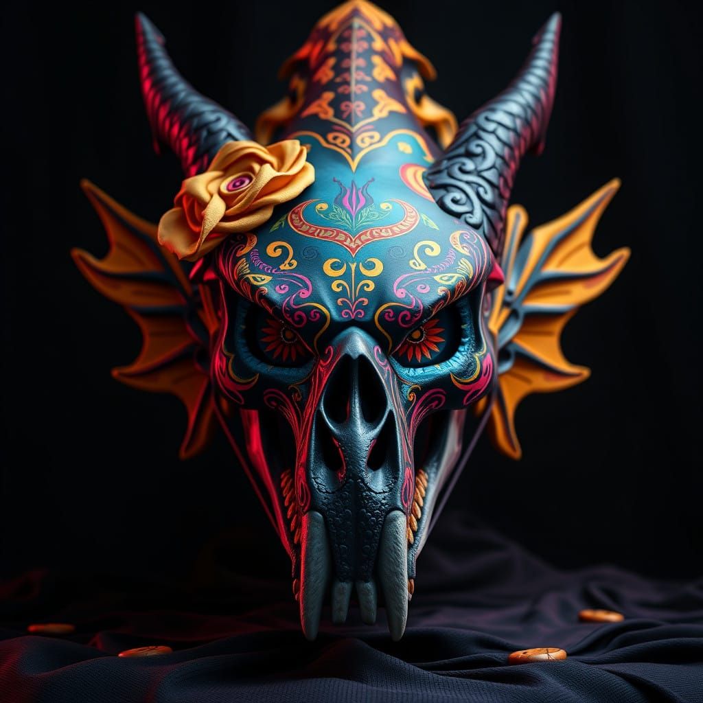 Vibrant Dragon Skull Makeup Art