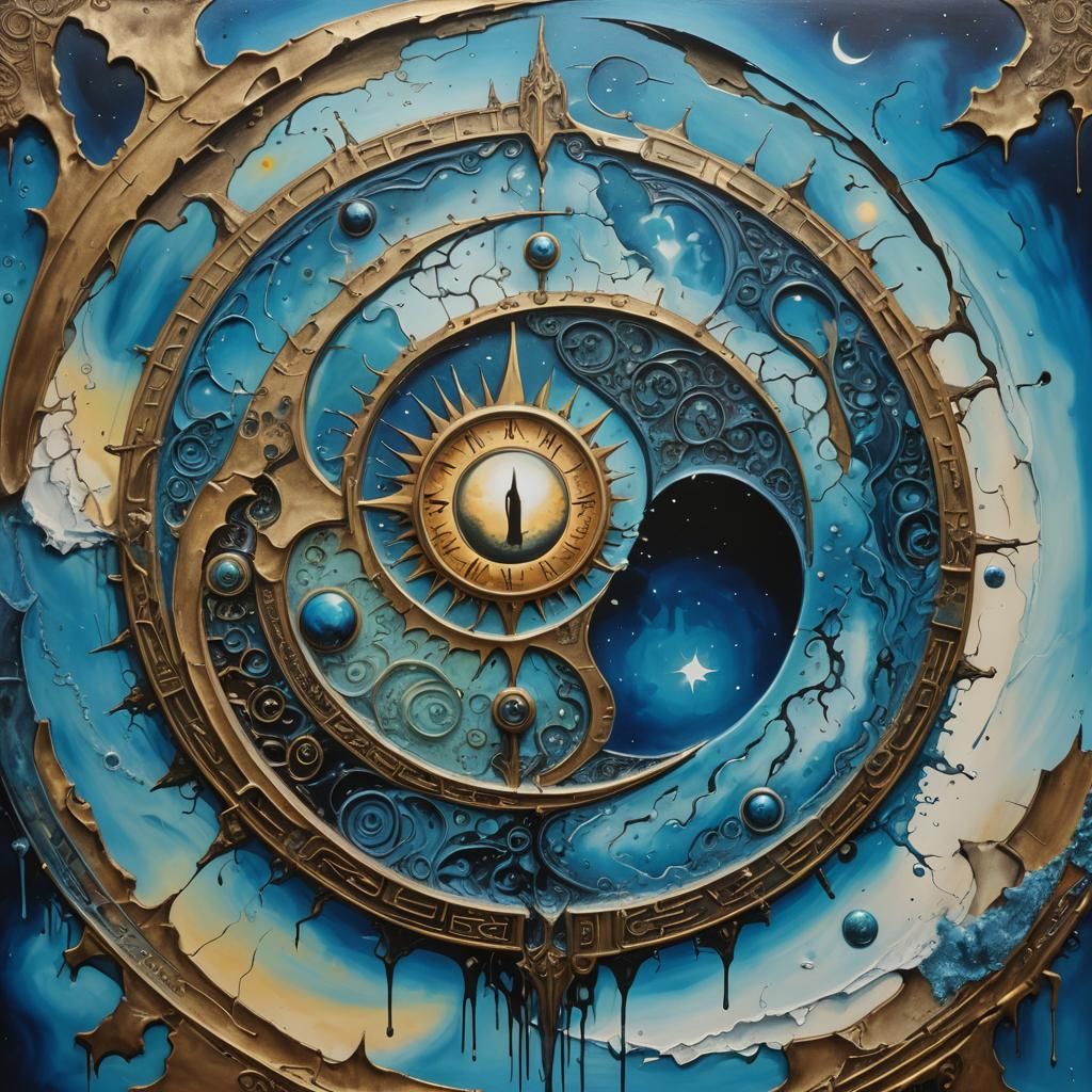 Surreal Stargate Scene with Mystical Symbols