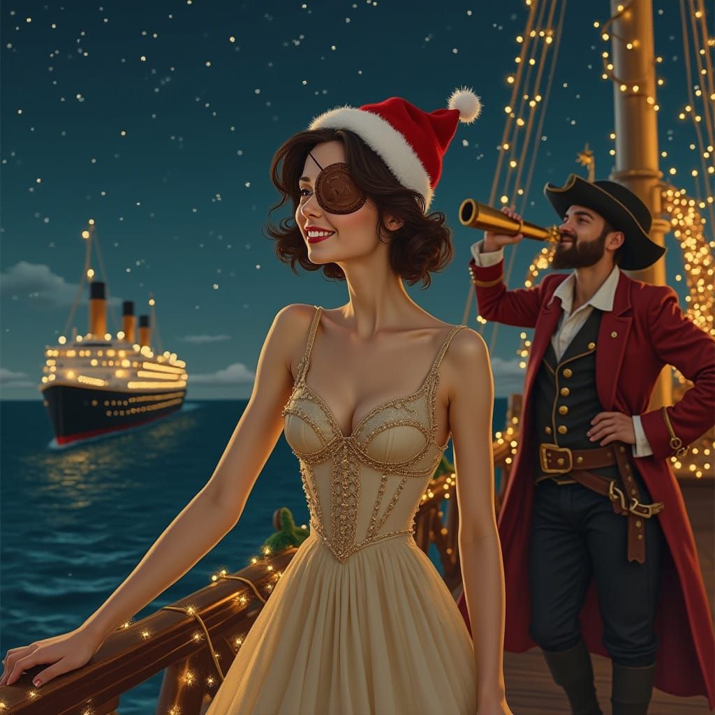 Elegant Holiday Adventurer on a Festive Ship