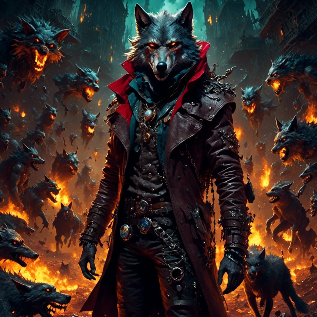 Werewolf Hero in Radioactive Wastelands: Dark Fantasy Art