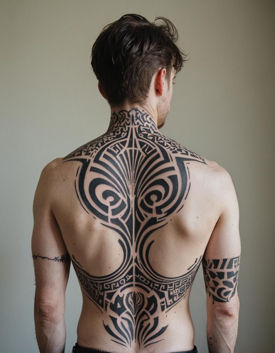 Psychedelic Op Art Tattoo in Black Ink