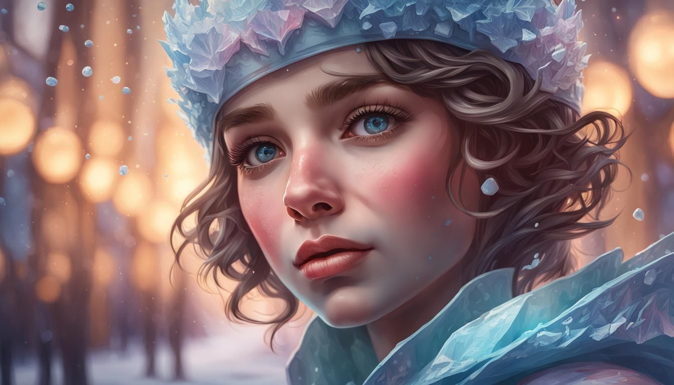 Beautiful Ice Skater Portrait in Hyperdetailed Style