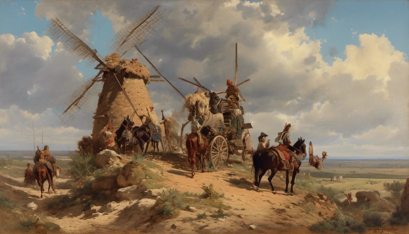 Don Quixote's Hyperrealistic Fight Against Windmills