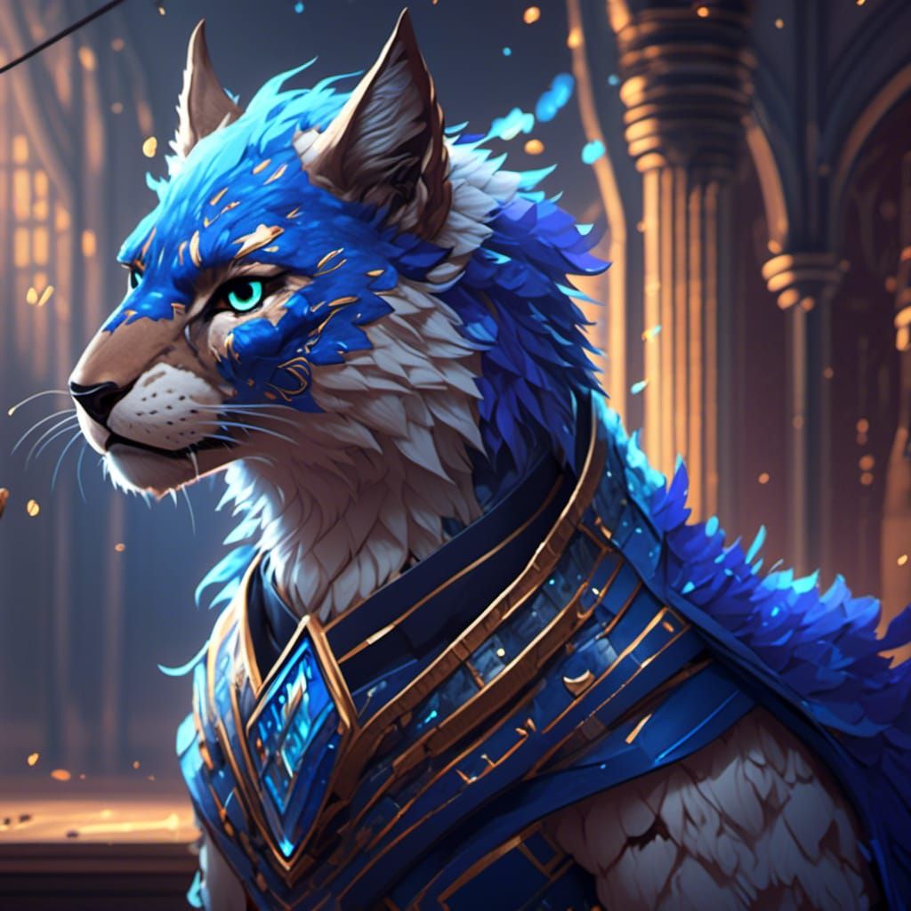 Majestic Blue Jaguar Portrait in Detailed Matte Painting