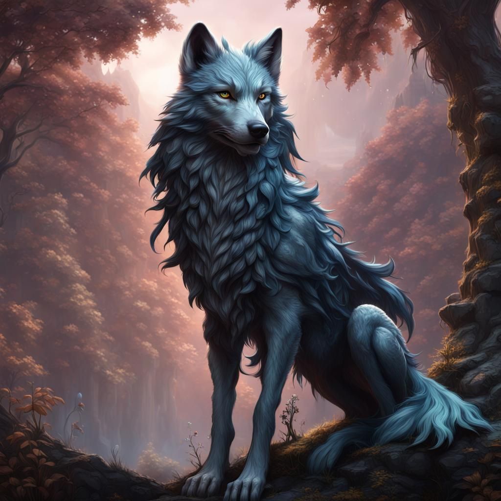 Fantastical Wolf Fairy with Intricate Details