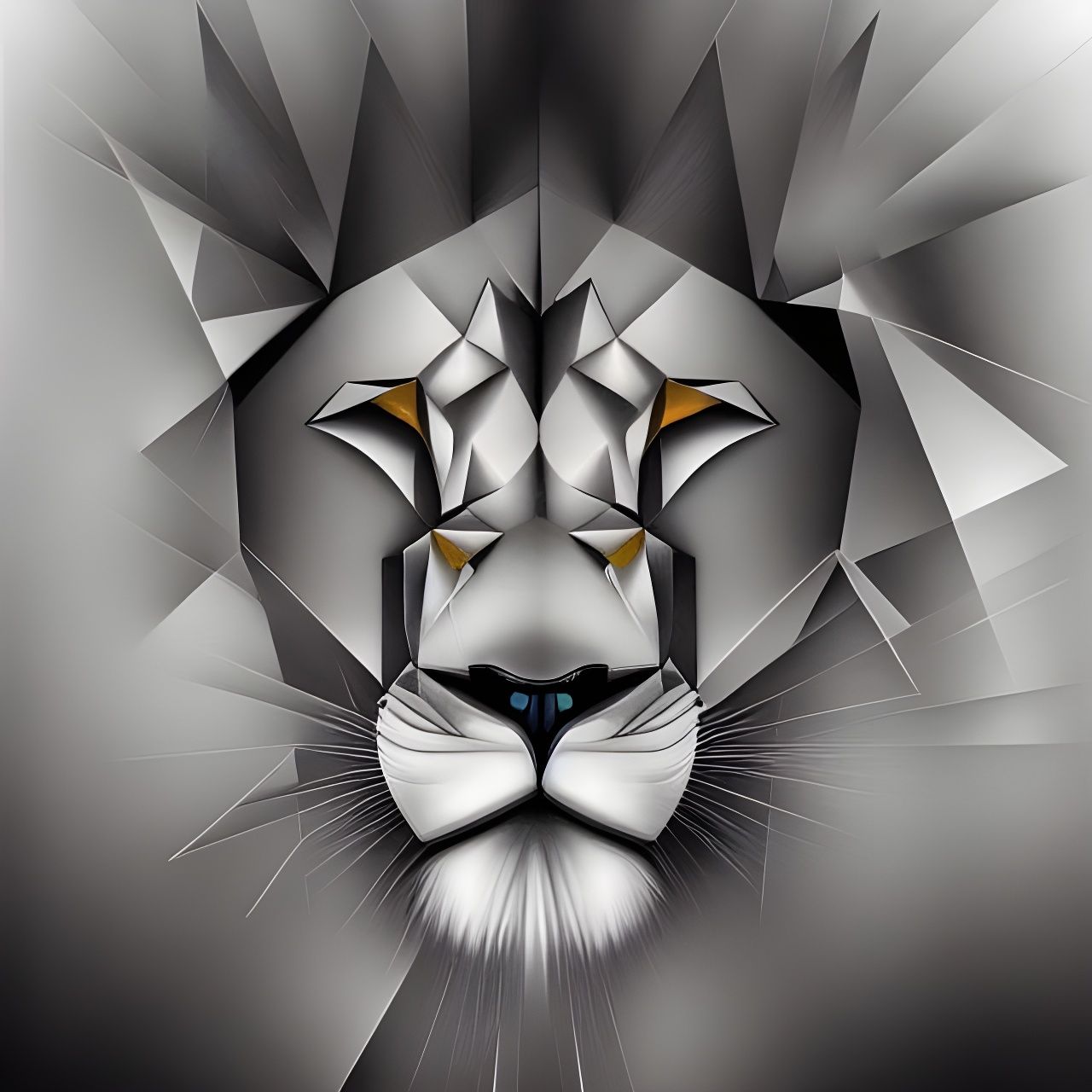 Quantum Lion in Abstract Geometric Design