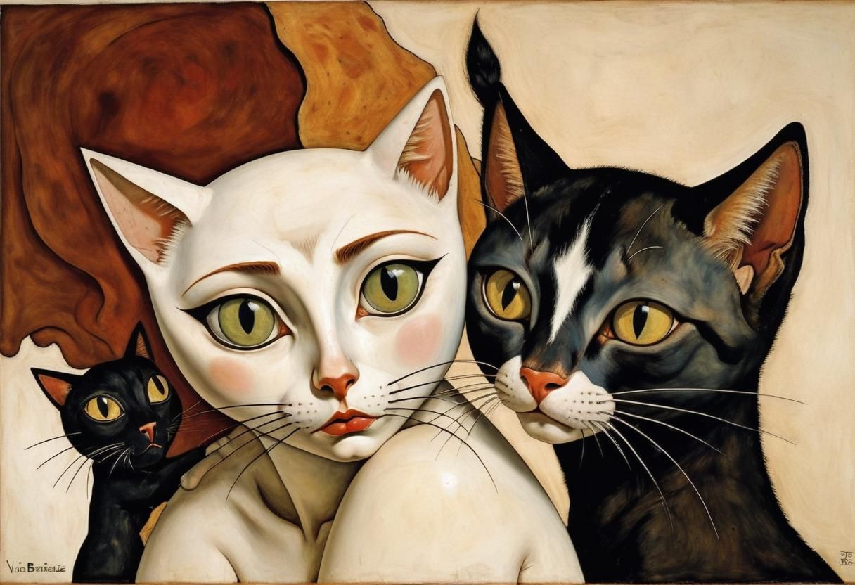 Surreal Cats in Abstract Expressionist Style