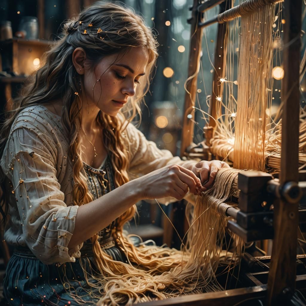 Ethereal Weaver at Dusk: A Fantasy Art Masterpiece