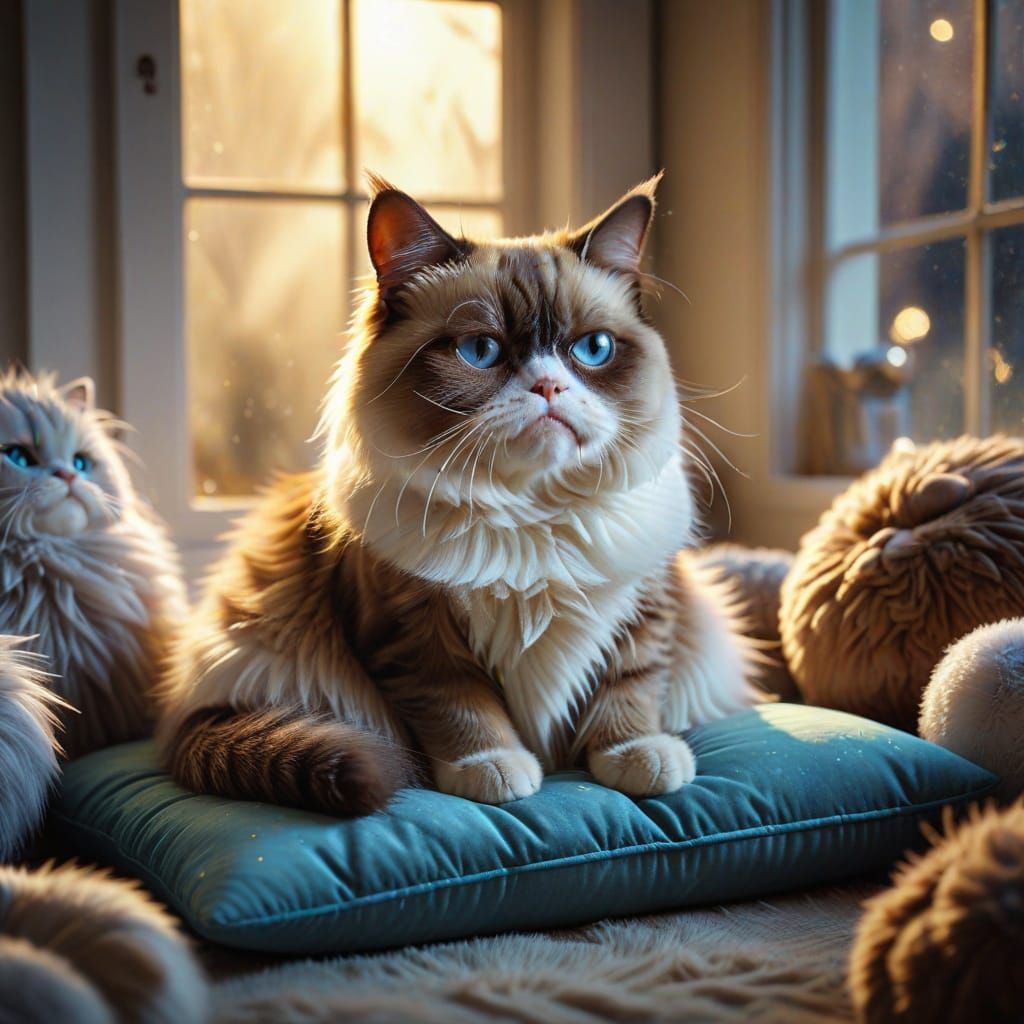 Whimsical Portrait of a Disgruntled Feline Friend