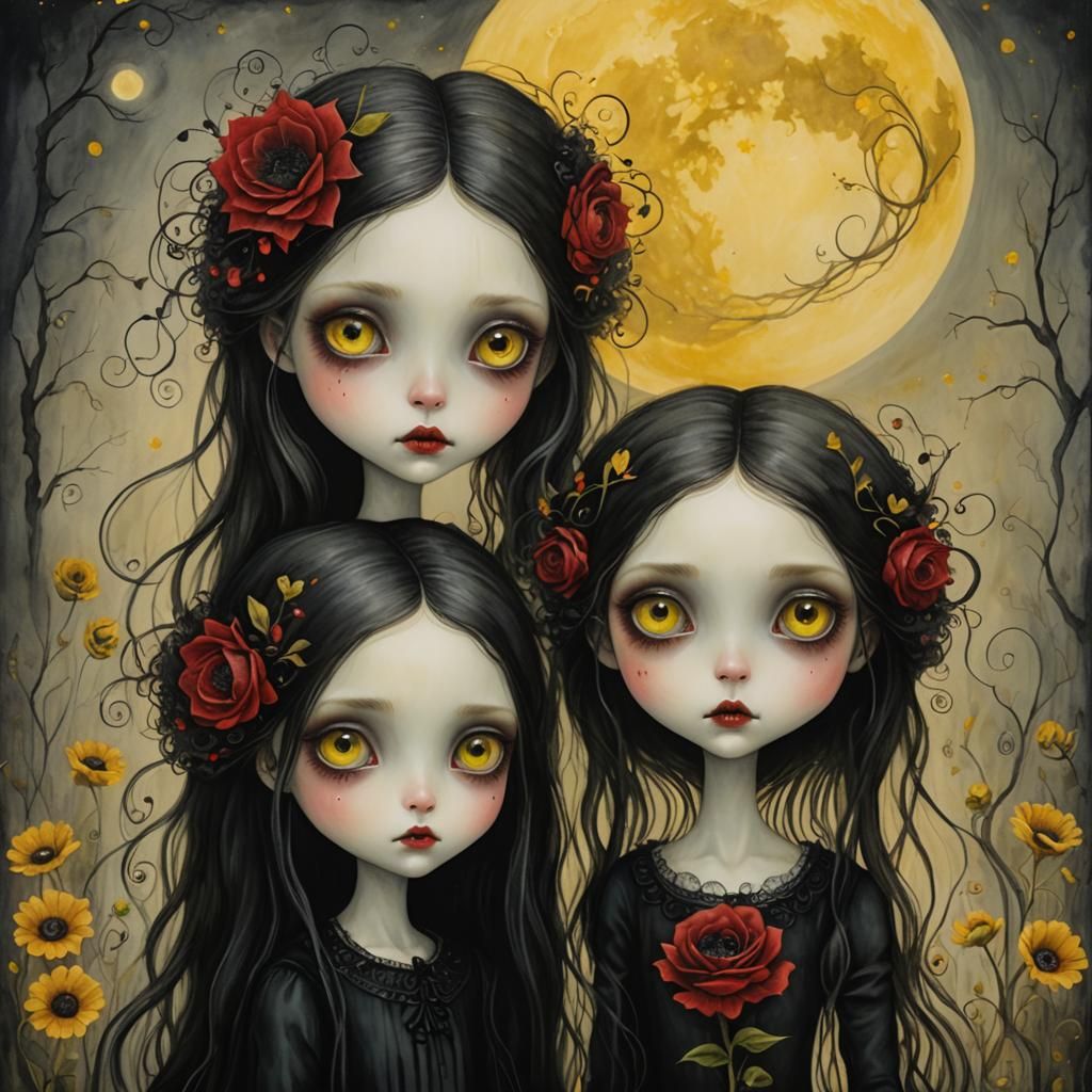Gothic Girls in Nicoletta Ceccoli Style