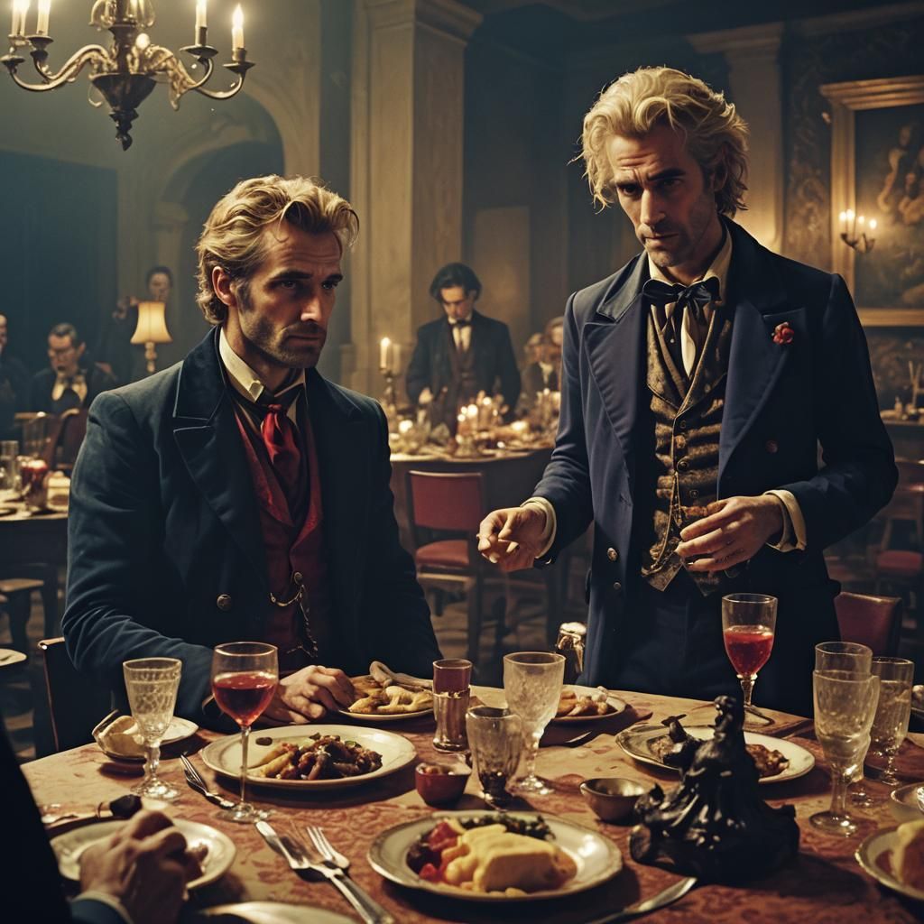 Constantine and Hades at 18th Century Dinner